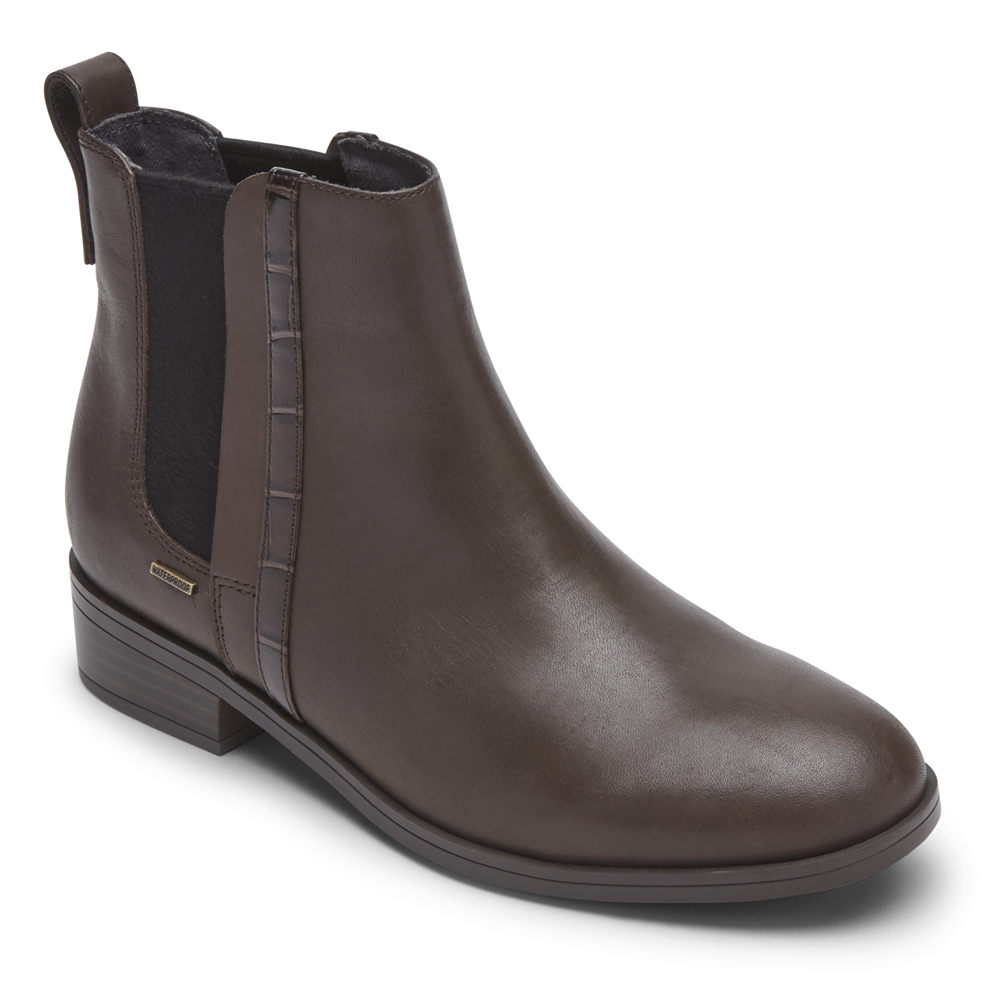 Rockport Womens Boots Dark Brown - Larkyn Chelsea - UK 972-RXQLNJ